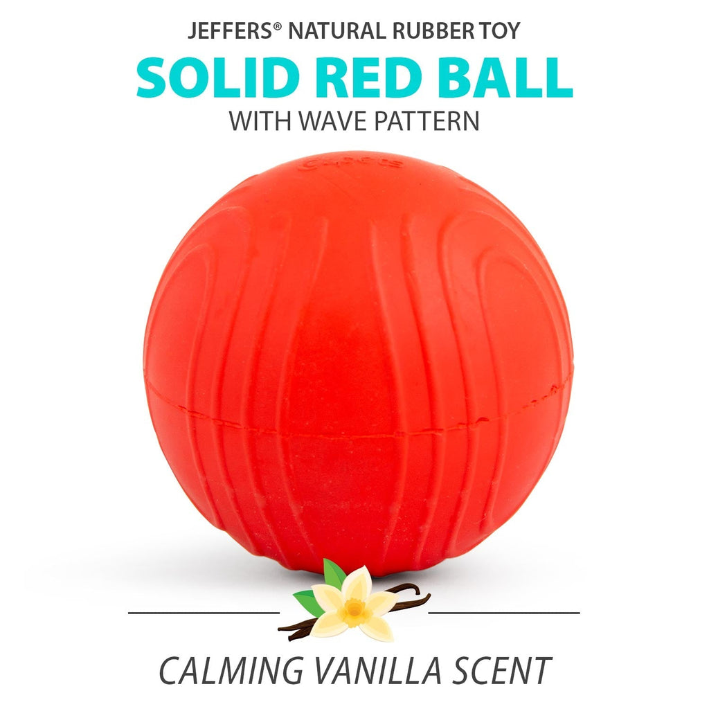 Red Bouncing Ball with Waves Natural Rubber Dental Dog Chew Toy for Energetic Play