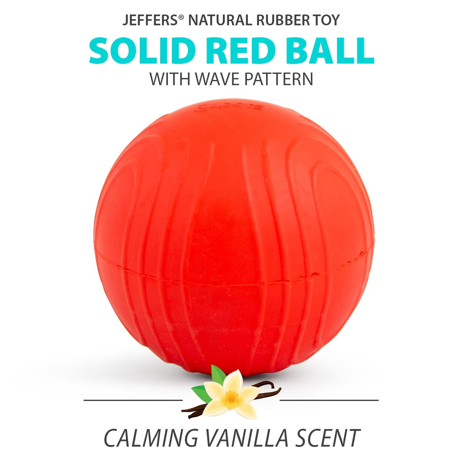 Red Bouncing Ball with Waves Natural Rubber Dental Dog Chew Toy for Energetic Play