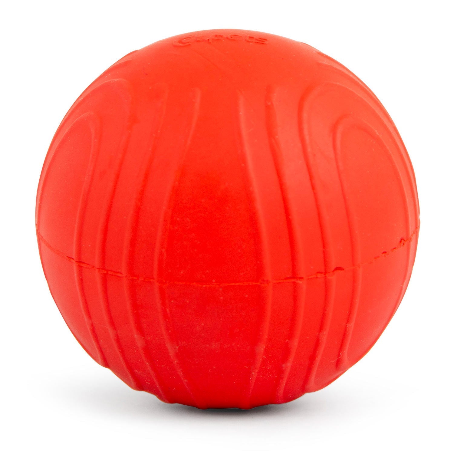 Red Bouncing Ball with Waves Natural Rubber Dental Dog Chew Toy for Energetic Play