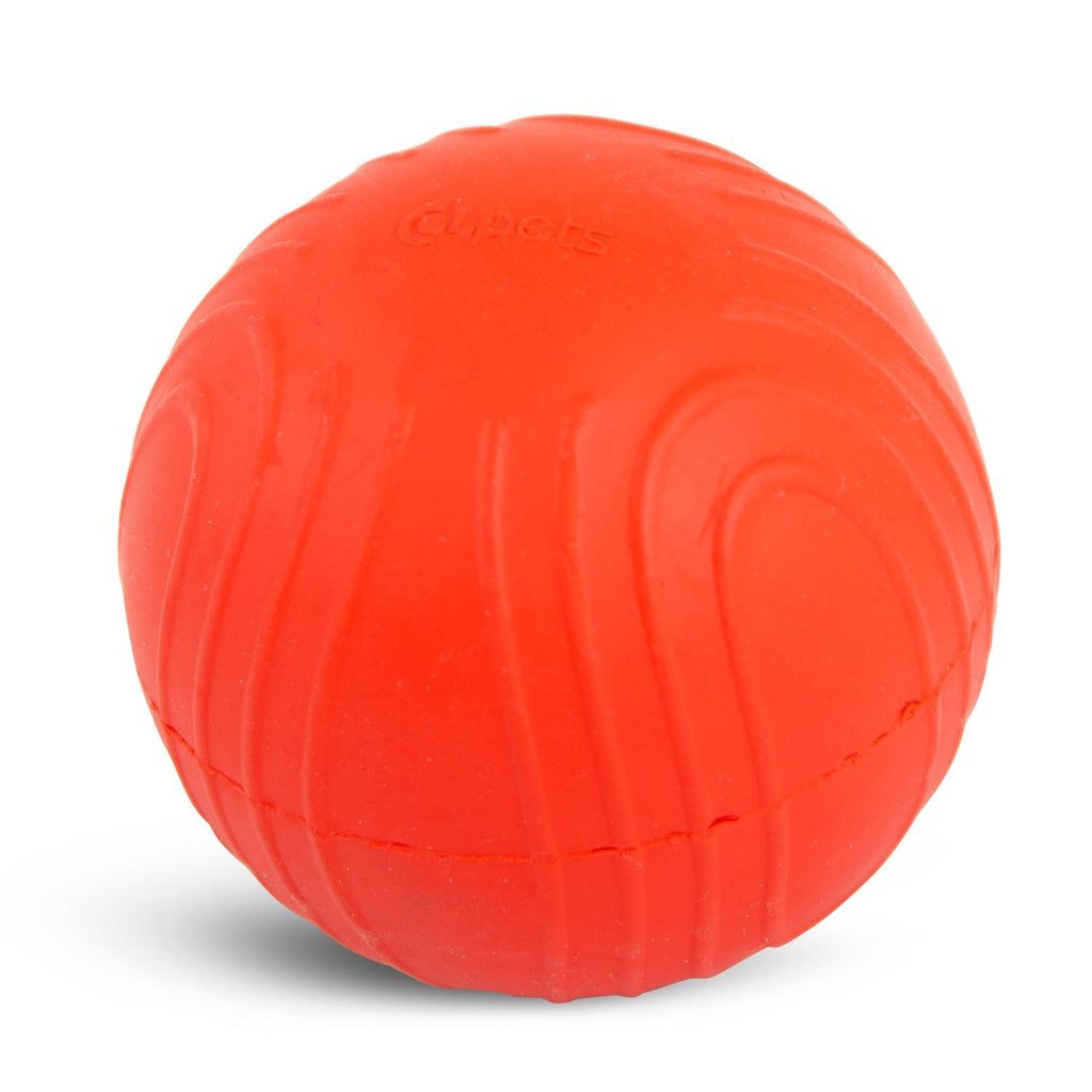 Red Bouncing Ball with Waves Natural Rubber Dental Dog Chew Toy for Energetic Play