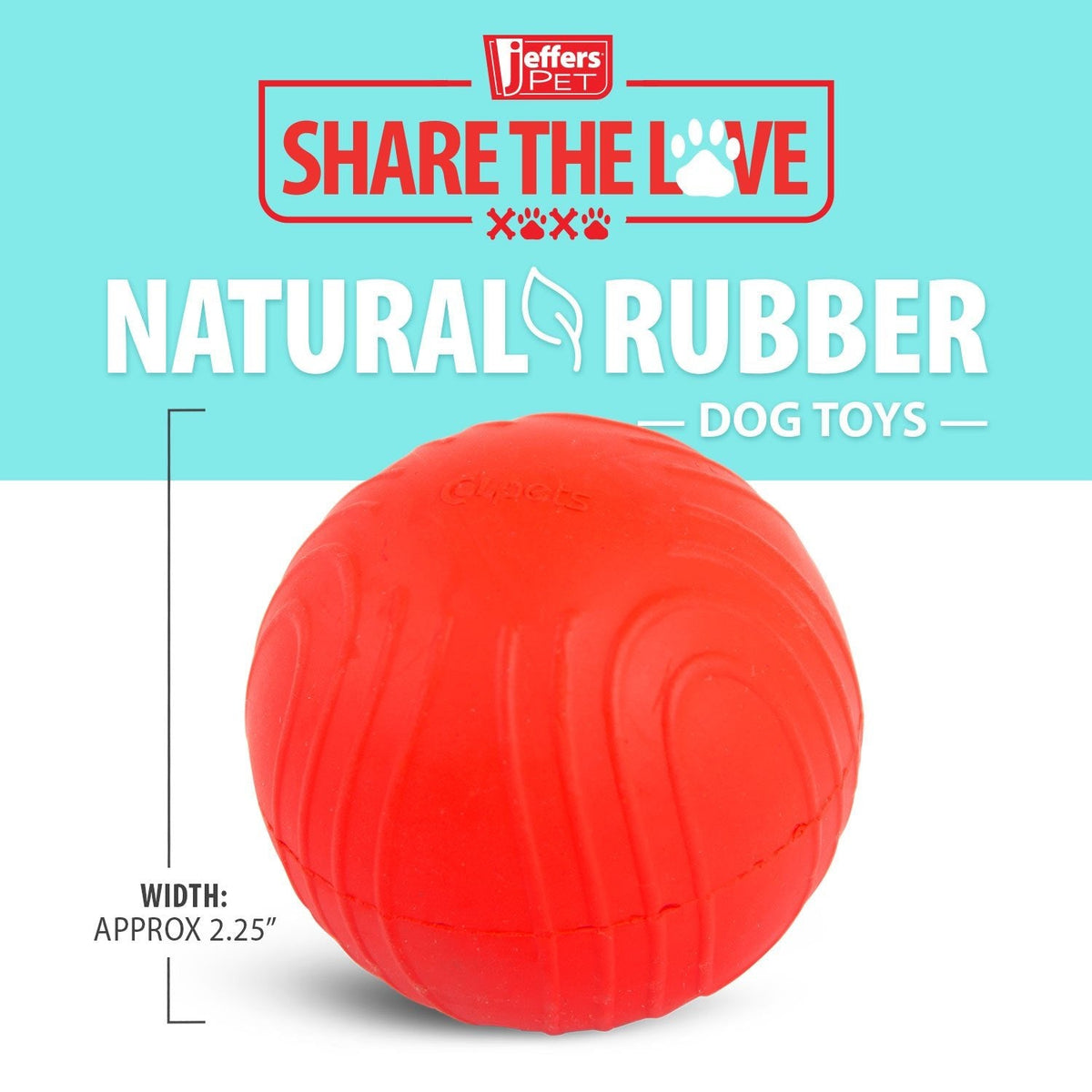 Red Bouncing Ball with Waves Natural Rubber Dental Dog Chew Toy for Energetic Play