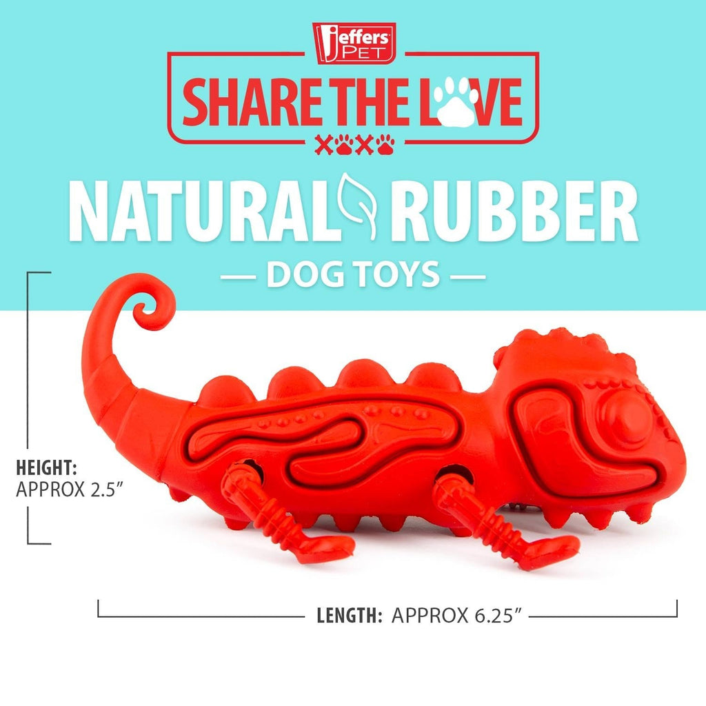 Red Chameleon Natural Eco-Friendly Rubber Dental Dog Chew Toy for Medium Chewers