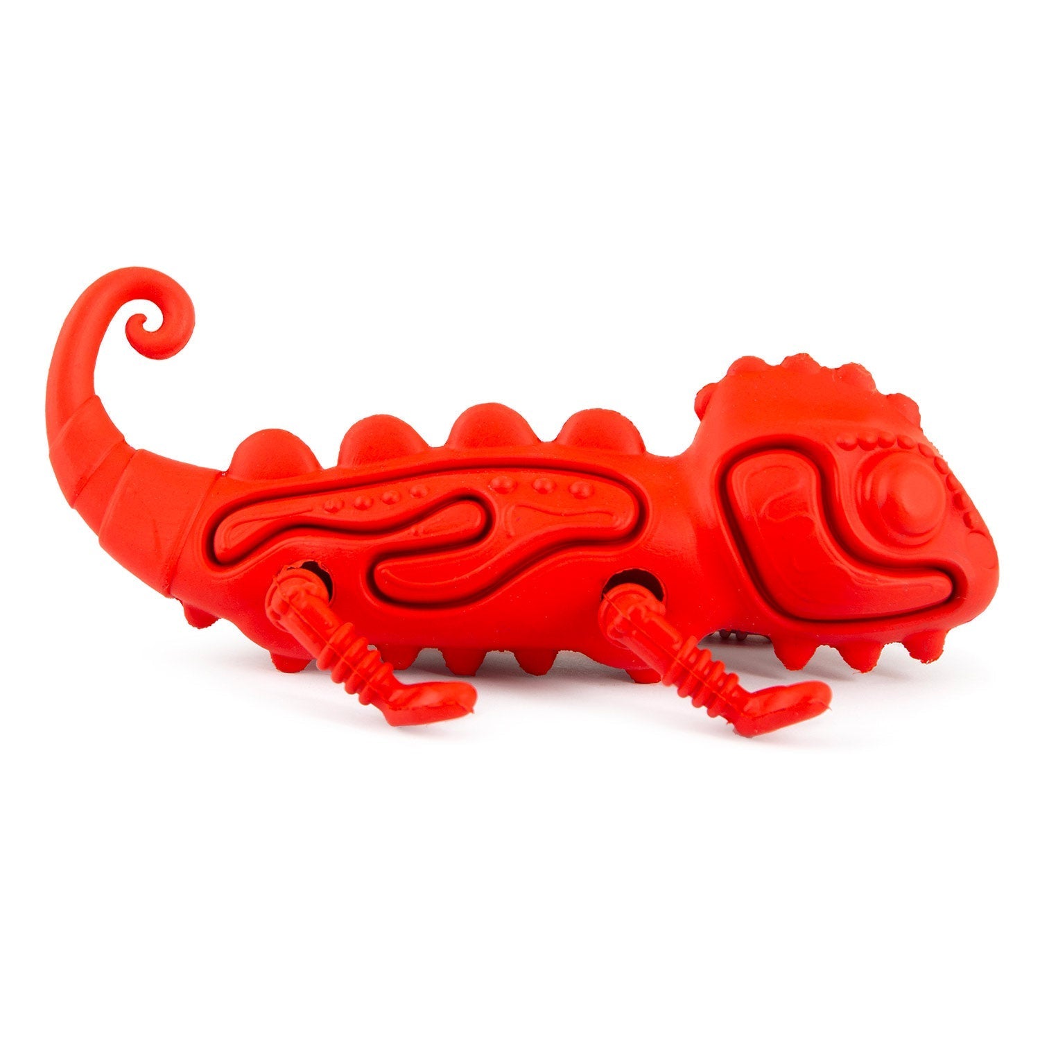 Red Chameleon Natural Eco-Friendly Rubber Dental Dog Chew Toy for Medium Chewers