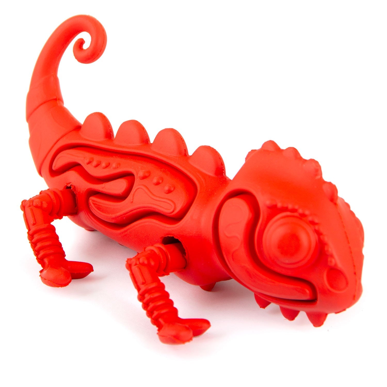 Red Chameleon Natural Eco-Friendly Rubber Dental Dog Chew Toy for Medium Chewers