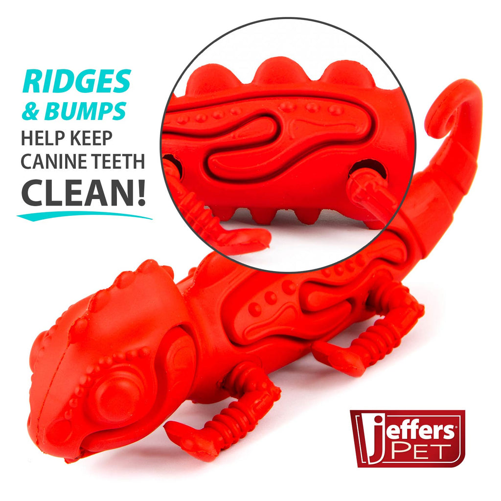 Red Chameleon Natural Eco-Friendly Rubber Dental Dog Chew Toy for Medium Chewers