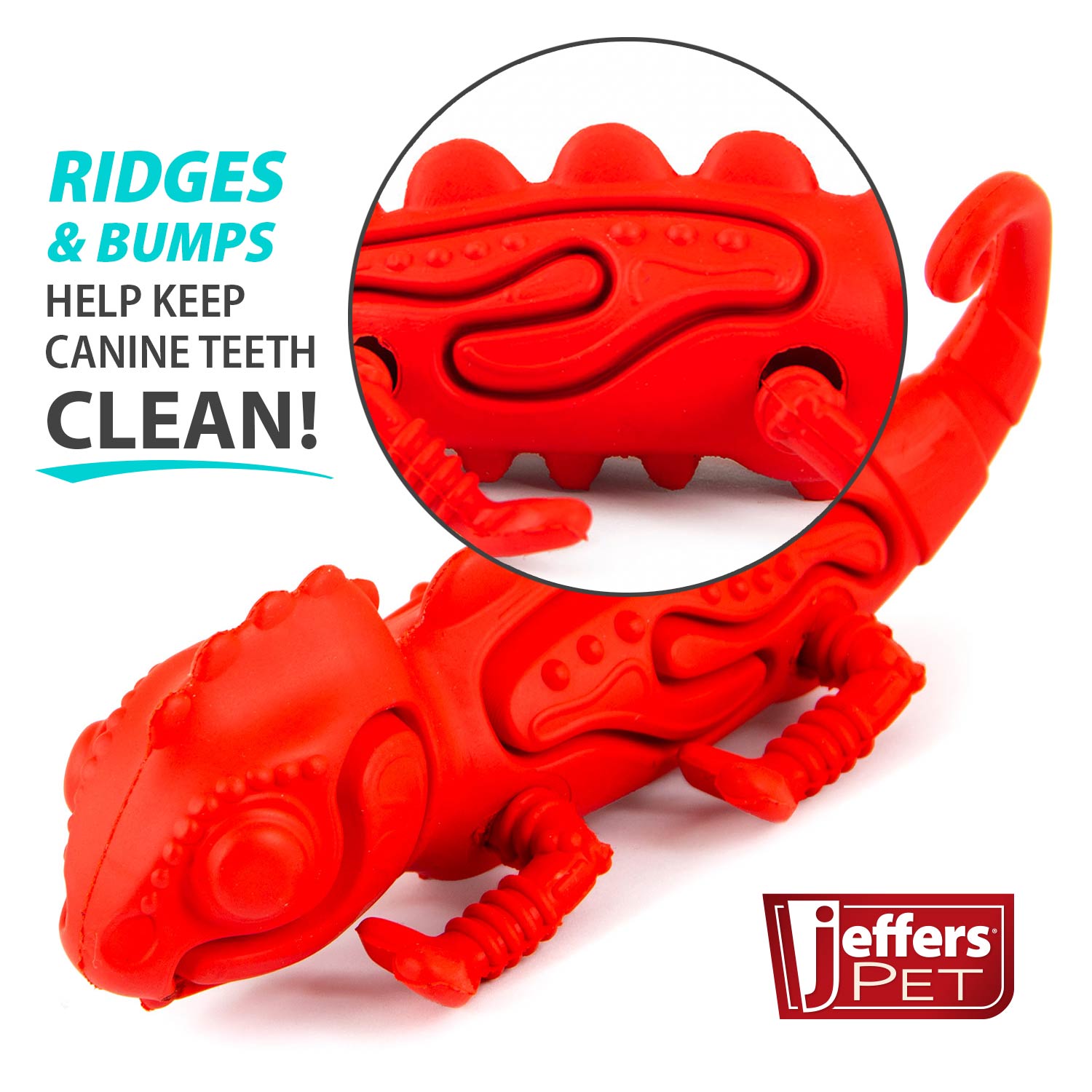 Red Chameleon Natural Eco-Friendly Rubber Dental Dog Chew Toy for Medium Chewers