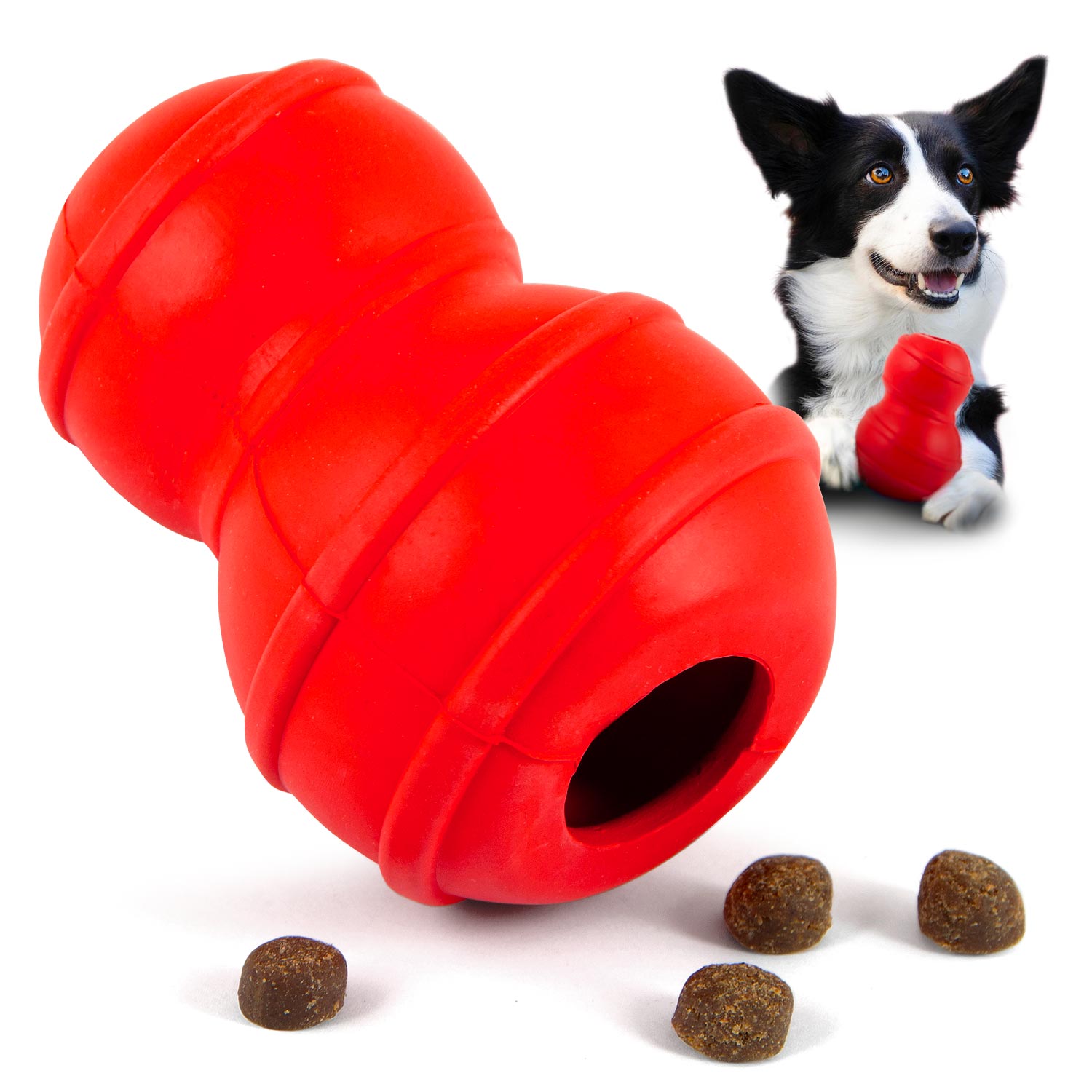 Red Classic Stuffable Fetch & Chew Natural Rubber Treat Dispensing Dental Dog Toy