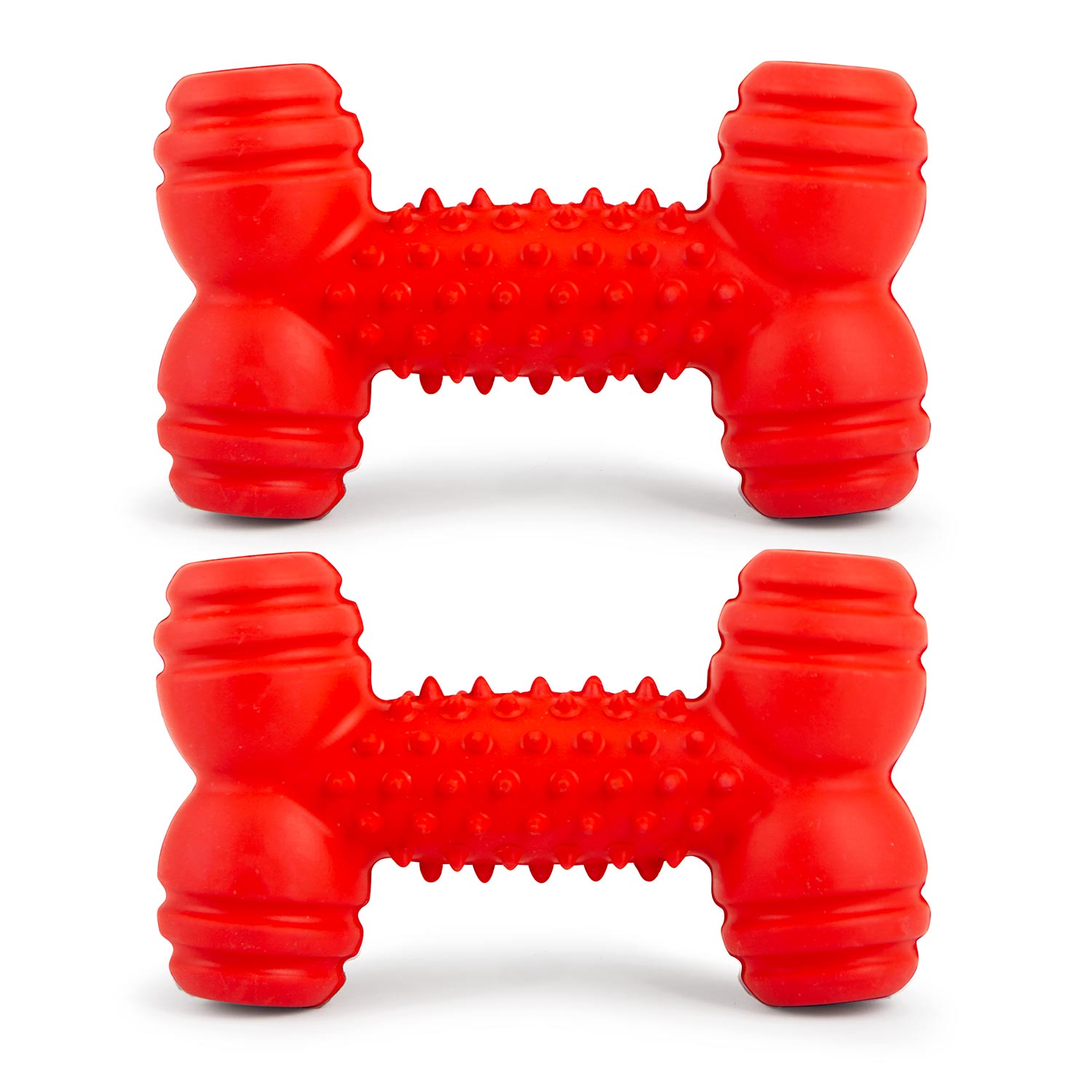 Red Dental Bone Natural Rubber Dog Chew Toy for Healthy Teeth and Gums