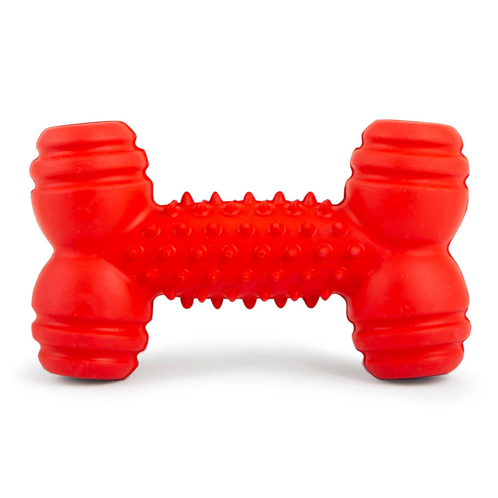 Red Dental Bone Natural Rubber Dog Chew Toy for Healthy Teeth and Gums