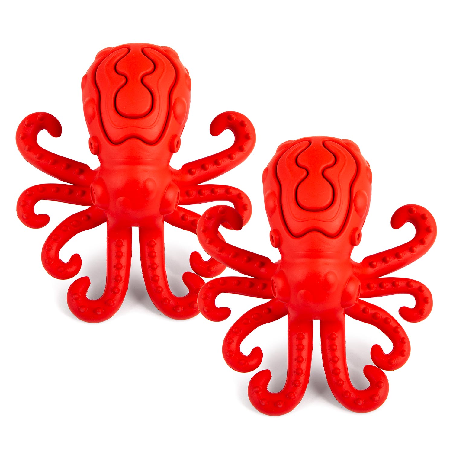 Red Octopus Natural Rubber Treat Dispensing Dental Dog Chew Toy