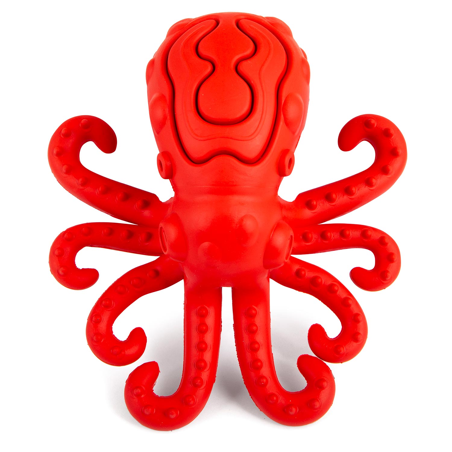 Red Octopus Natural Rubber Treat Dispensing Dental Dog Chew Toy