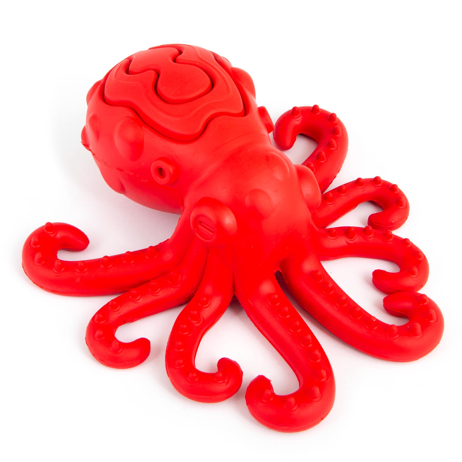 Red Octopus Natural Rubber Treat Dispensing Dental Dog Chew Toy