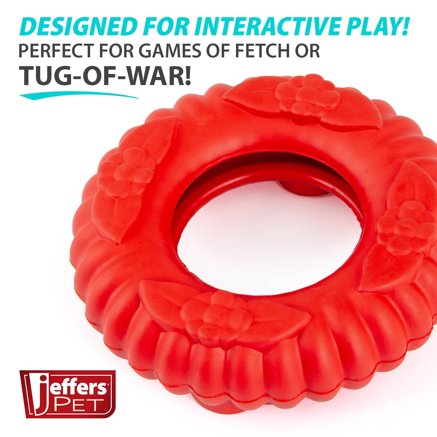 Red Virgo Tugger Natural Rubber Dog Dental Chew Toy for Interactive or Solo Play