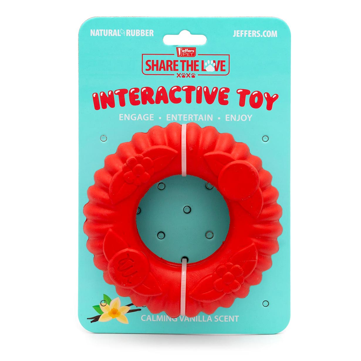 Red Virgo Tugger Natural Rubber Dog Dental Chew Toy for Interactive or Solo Play