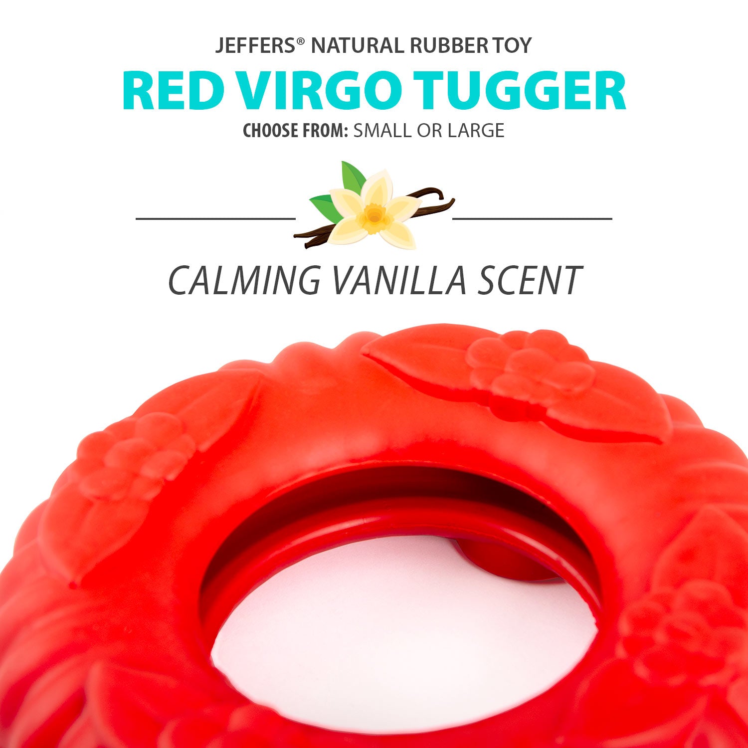 Red Virgo Tugger Natural Rubber Dog Dental Chew Toy for Interactive or Solo Play