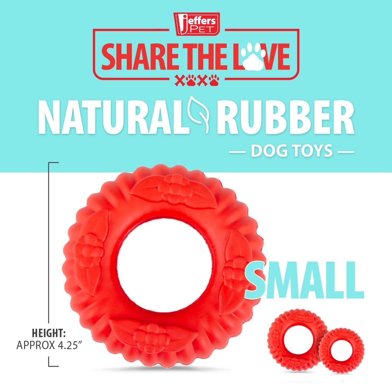 Red Virgo Tugger Natural Rubber Dog Dental Chew Toy for Interactive or Solo Play