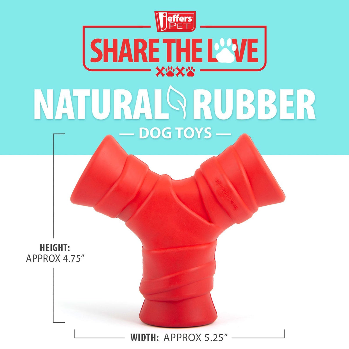 Red "Y" Natural Rubber Dental Dog Chew Toy for Medium Chewers