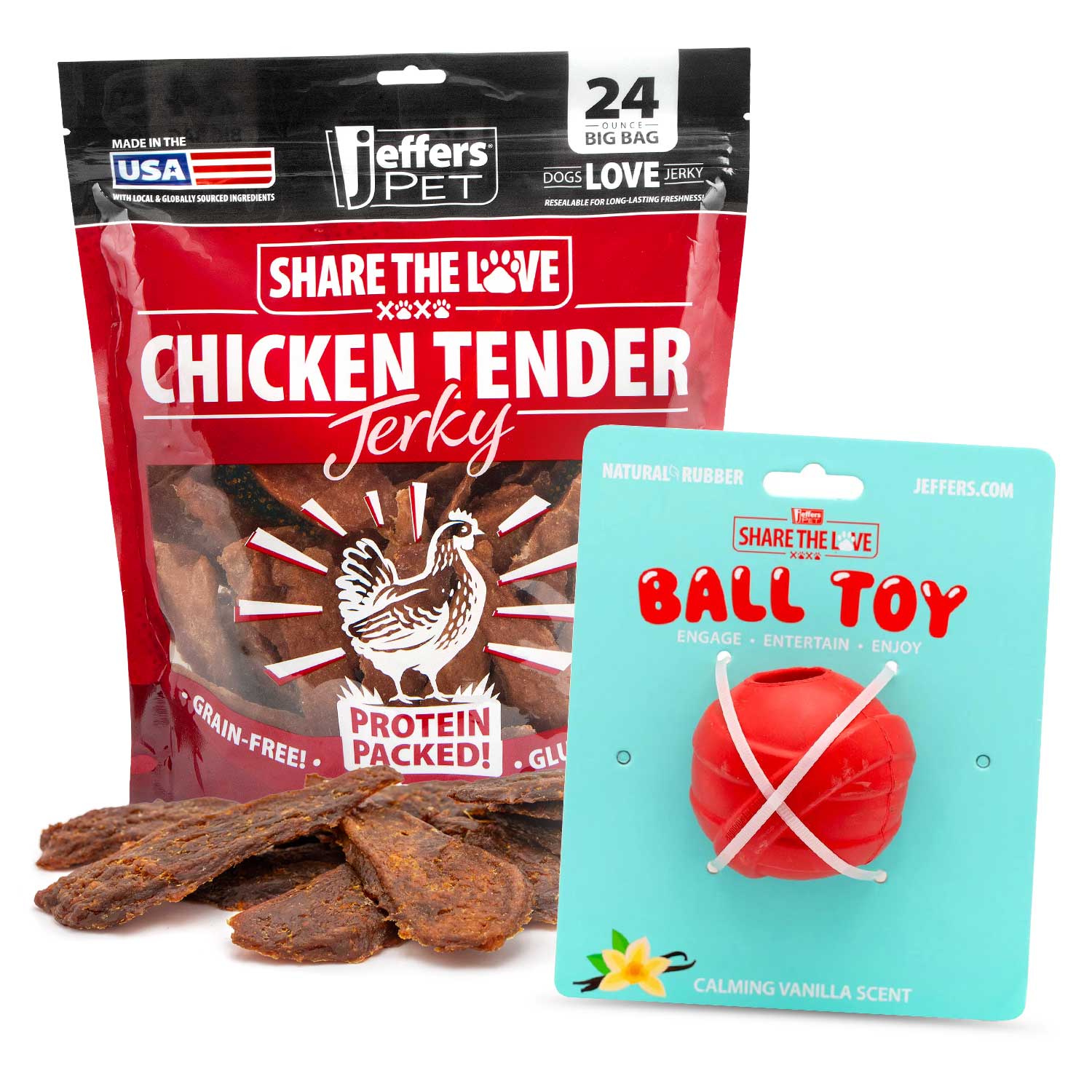 Stuffable Dog Chew Toys with Chicken Breast Jerky Treats Kit