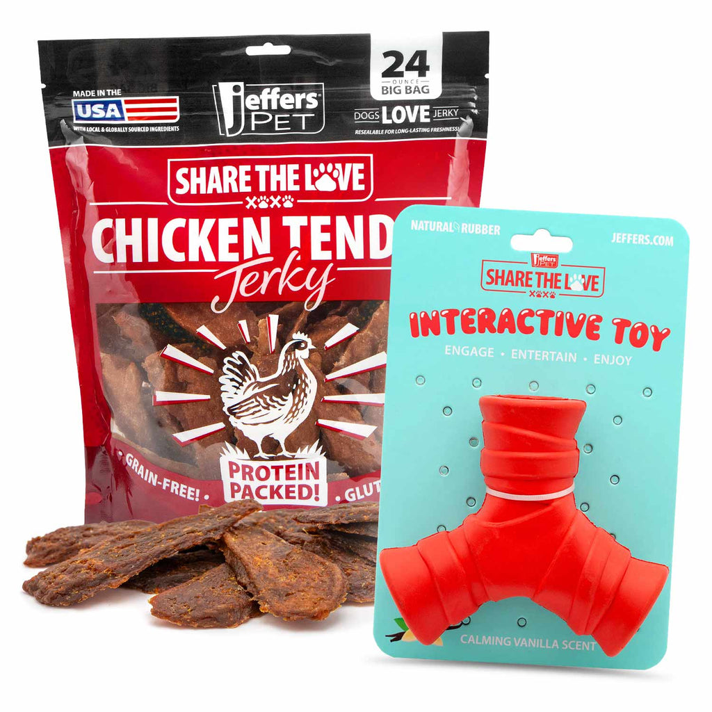 Stuffable Dog Chew Toys with Chicken Breast Jerky Treats Kit