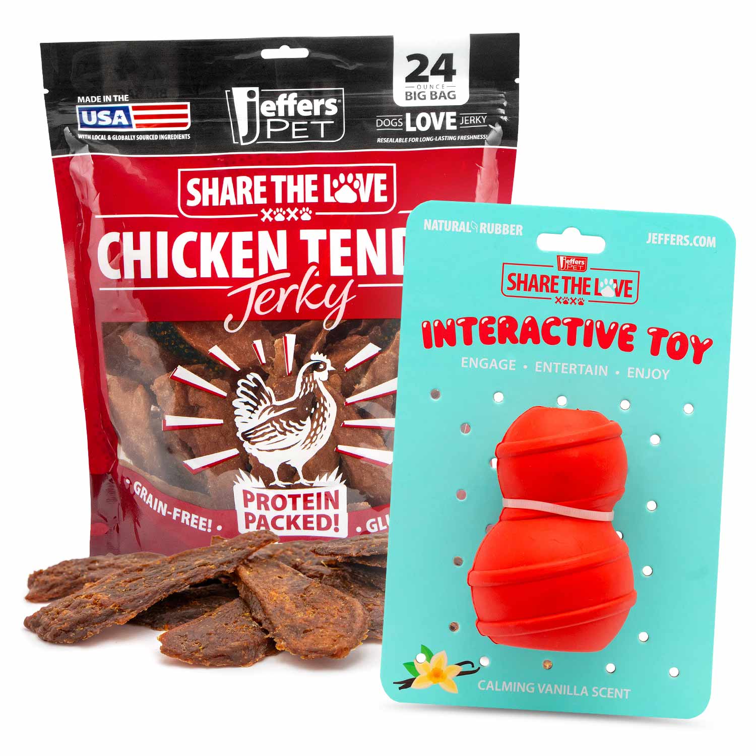 Stuffable Dog Chew Toys with Chicken Breast Jerky Treats Kit