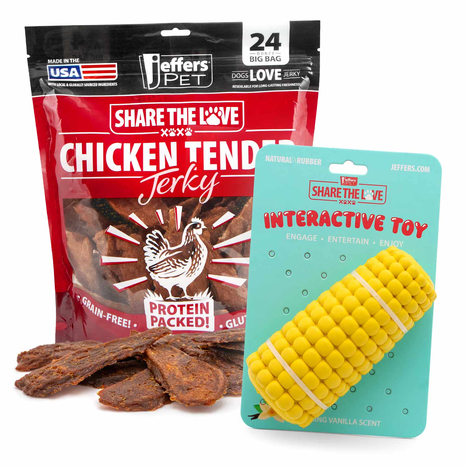 Stuffable Dog Chew Toys with Chicken Breast Jerky Treats Kit