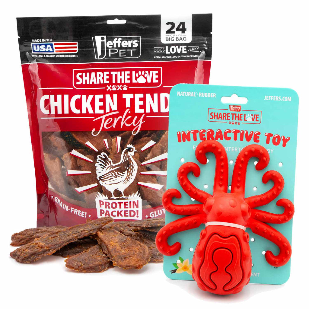 Stuffable Dog Chew Toys with Chicken Breast Jerky Treats Kit