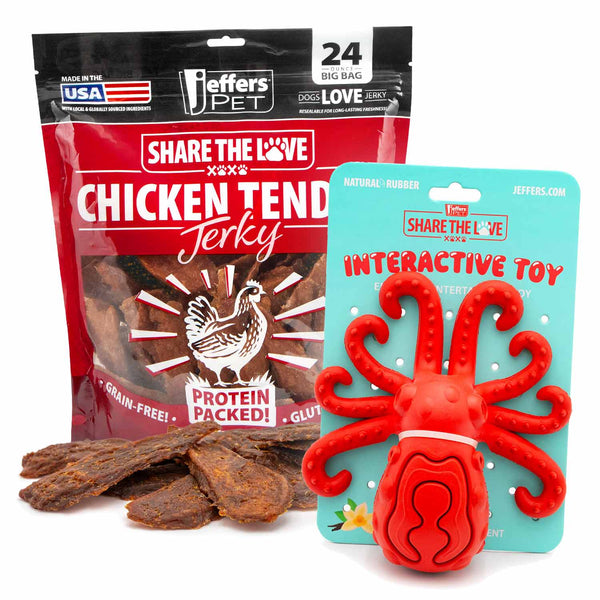 Stuffable Dog Chew Toys with Chicken Breast Jerky Treats Kit