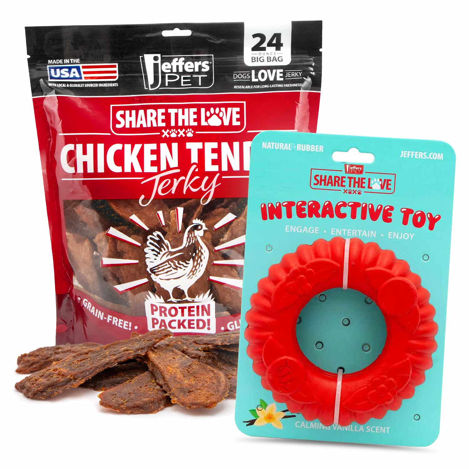 Stuffable Dog Chew Toys with Chicken Breast Jerky Treats Kit