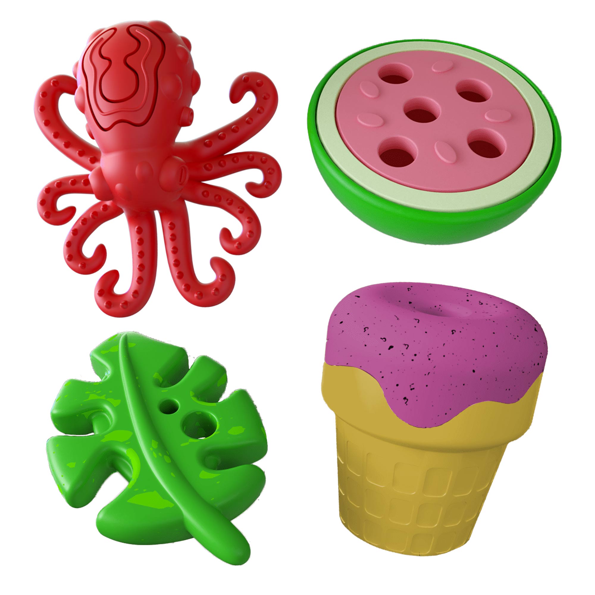 Summer Natural Rubber Dog Chew Toys, 4 pc, Medium