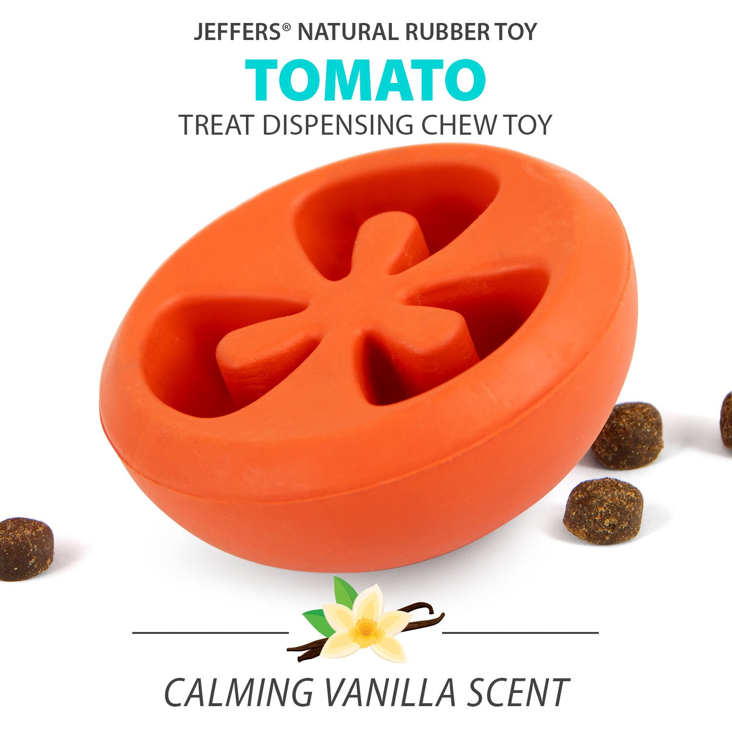 Tomato Shaped Natural Rubber Treat Dispensing Dental Dog Chew Toy for Medium-Chewers