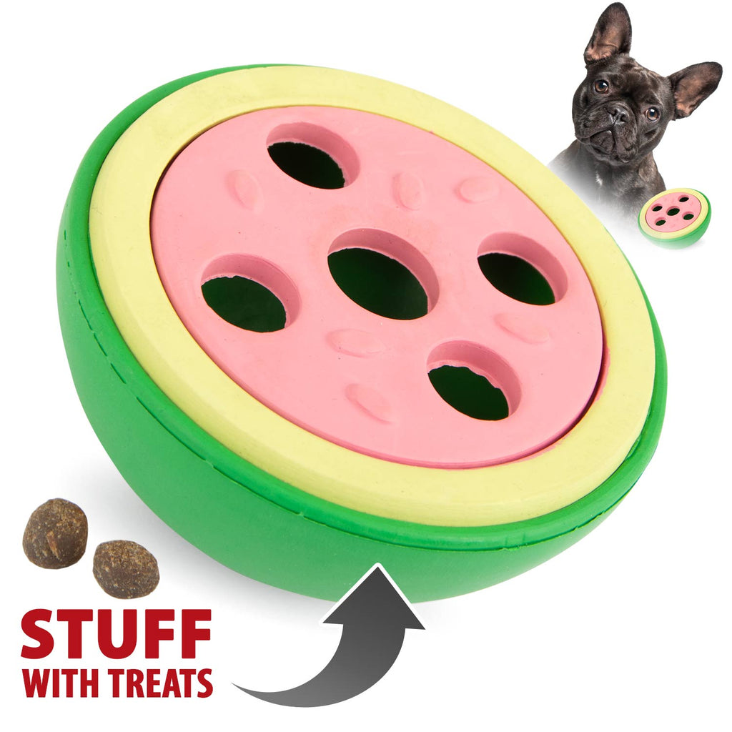 Watermelon Natural Rubber Treat Dispensing Dog Dental Chew Toy with Vanilla Scent