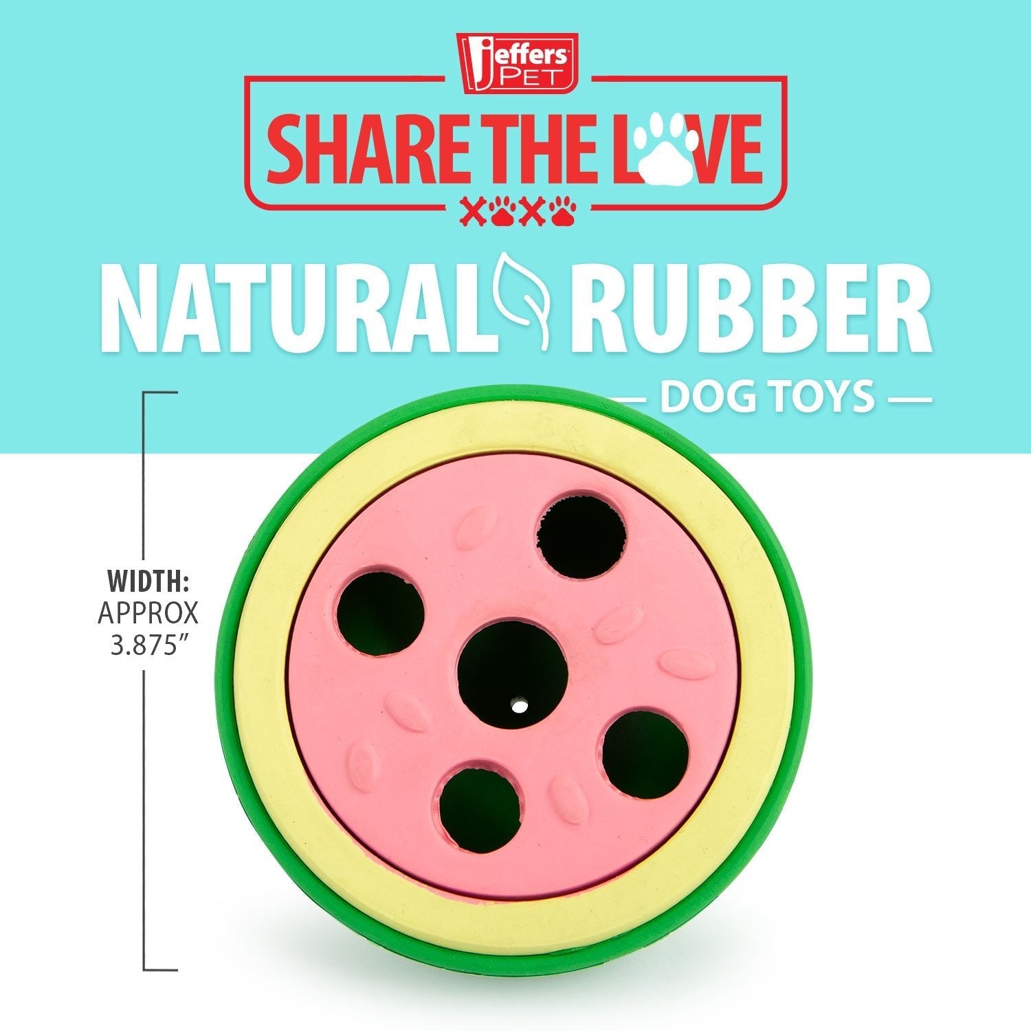Watermelon Natural Rubber Treat Dispensing Dog Dental Chew Toy with Vanilla Scent