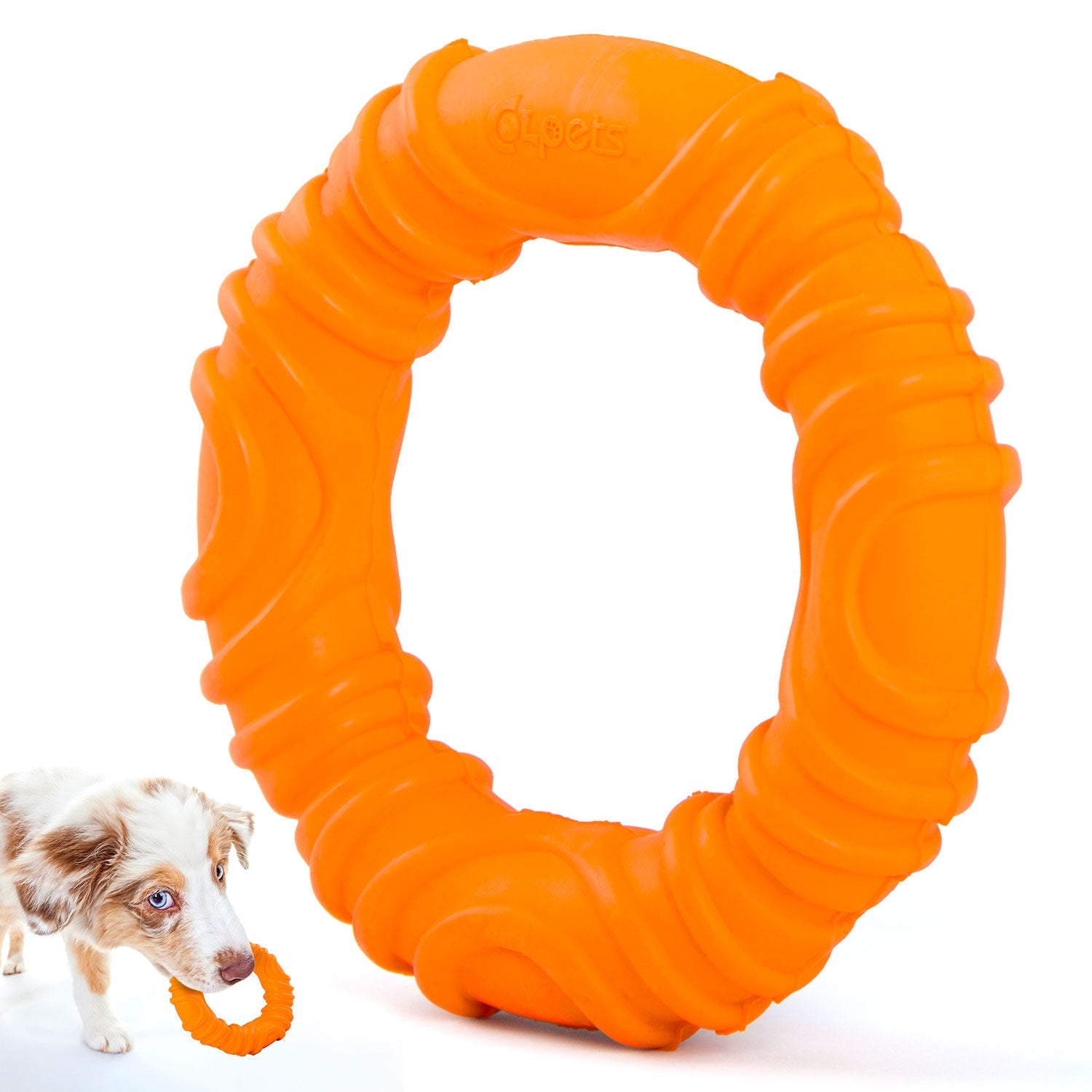 Wavy Ring Tugger Natural Rubber Dog Chew Toy for Tug, Fetch & Dental Support