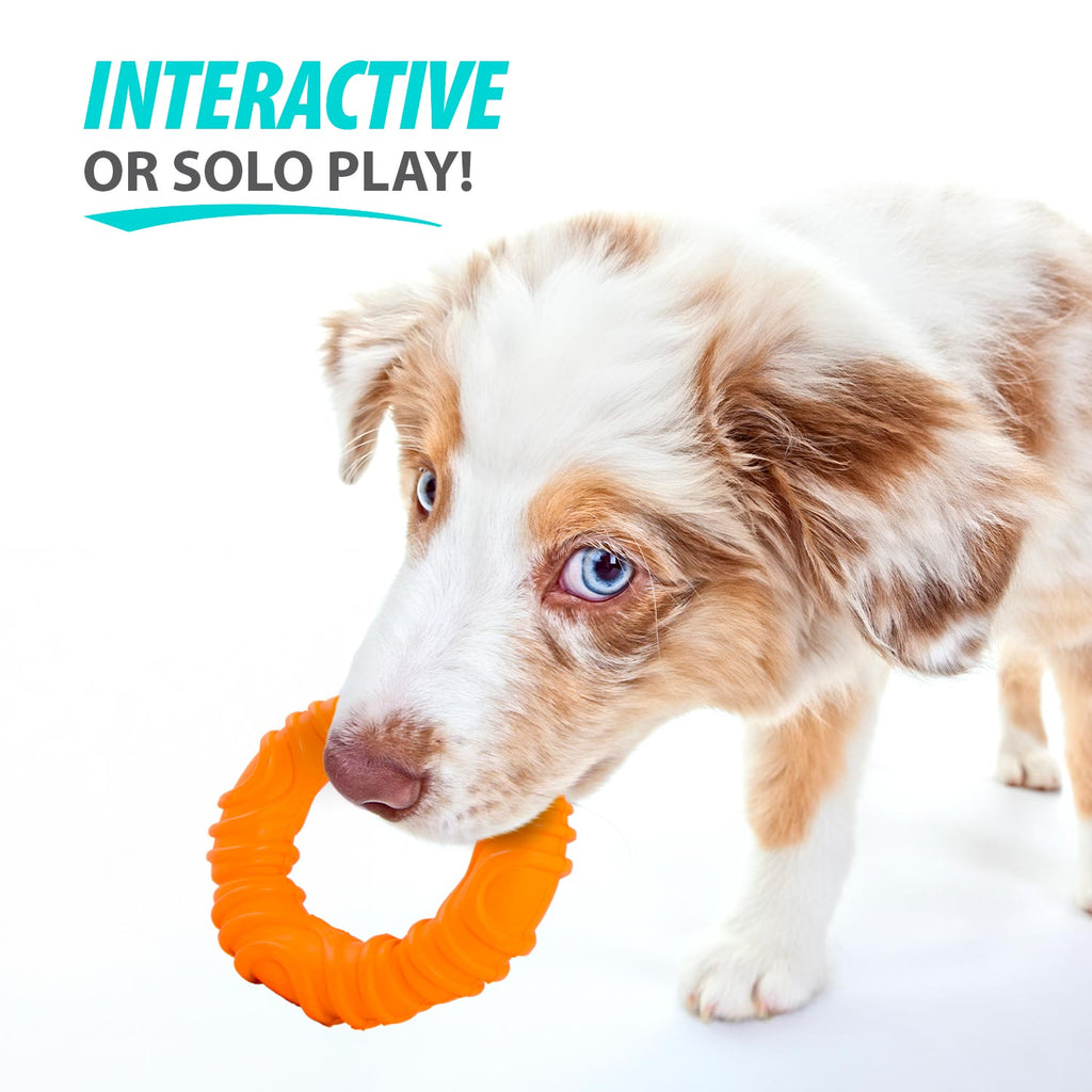 Wavy Ring Tugger Natural Rubber Dog Chew Toy for Tug, Fetch & Dental Support