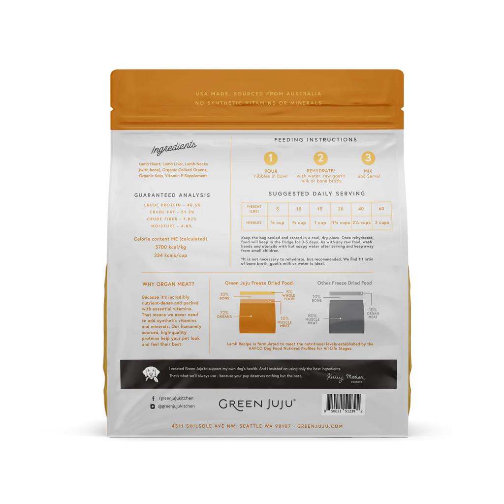 Green Juju Lamb Recipe Freeze Dried Dog Food (14OZ)