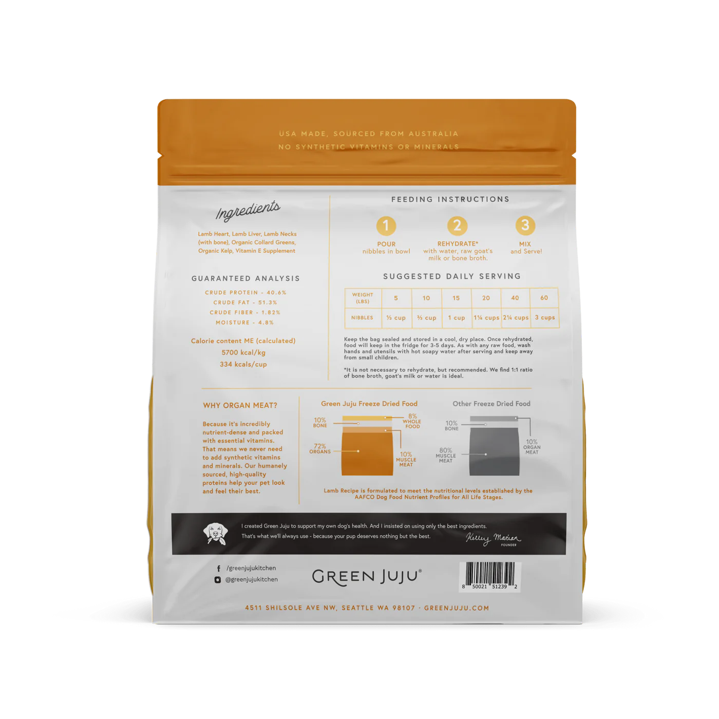 Green Juju Lamb Recipe Freeze Dried Dog Food (14OZ)