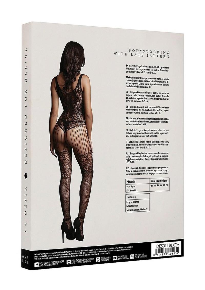 Le Désir Black Lace and Fishnet Bodystocking