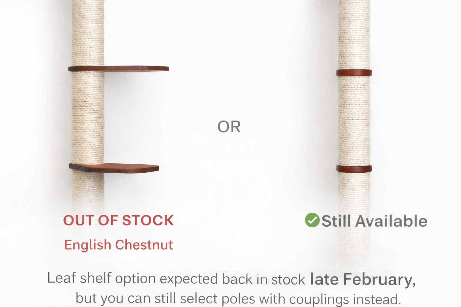 Wall Mounted Cat Climbing Pole - Sisal