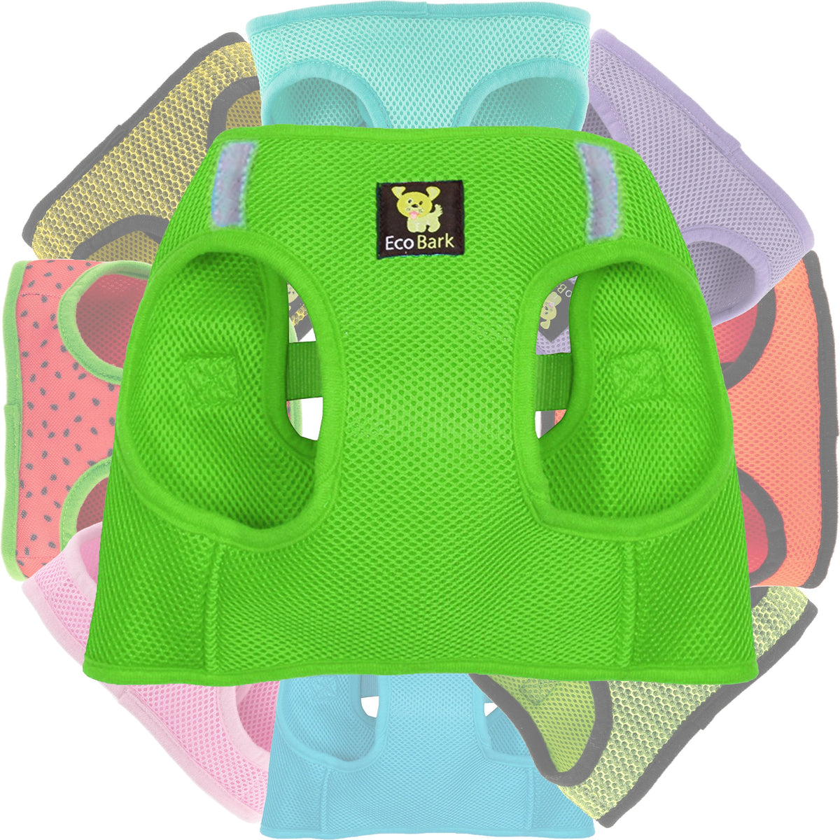 EcoBark Lime Green Step In Dog Harness - Reflective Soft Mesh Harness for Teacup, Small Dogs and Puppies