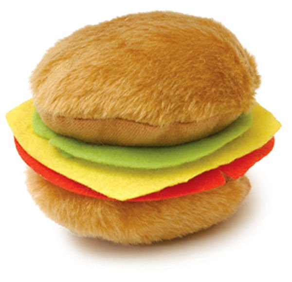 American Grill Time Plush Squeaker Dog Toys - Hamburger or Hot Dog