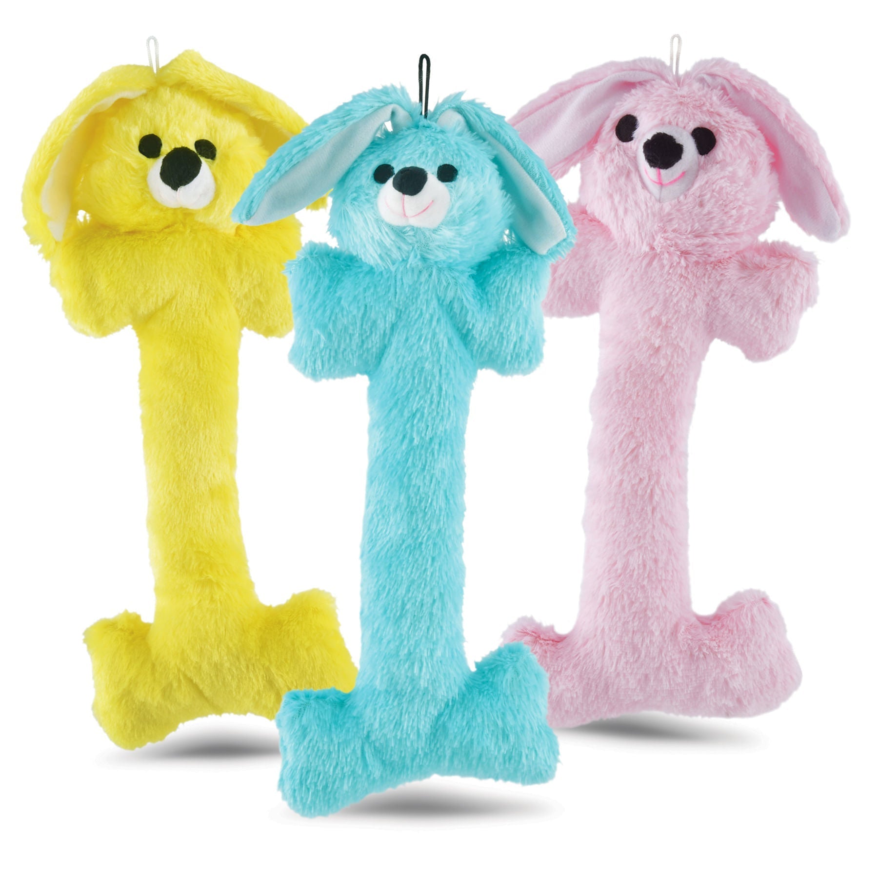 Plush Bunny Bone Dog Toys with Squeakers, 14"H