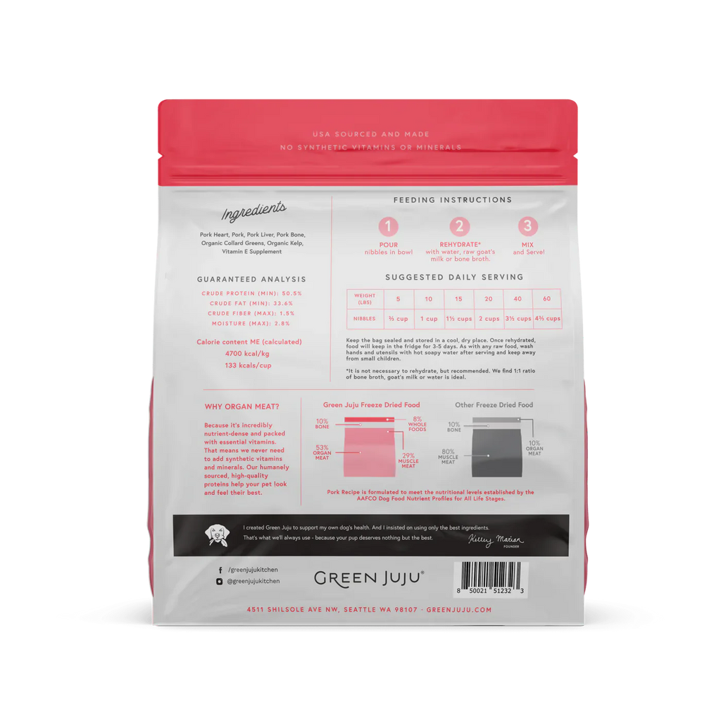 Green Juju Pork Recipe Freeze Dried Dog Food (14OZ)