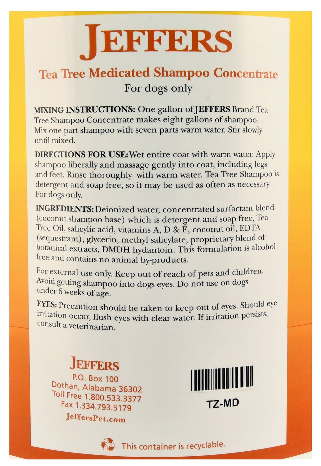 Tea Tree (Melaleuca) Medicated Dog Shampoo for Dry Skin