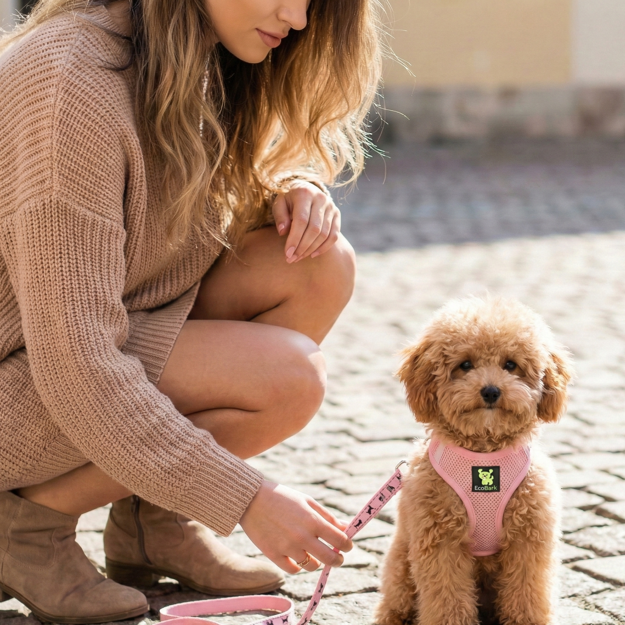 EcoBark Step In Dog Harness - XXXS to Small Breeds- Reflective Soft Mesh Harness for Teacup, Small Dogs and Puppies / Baby Pink