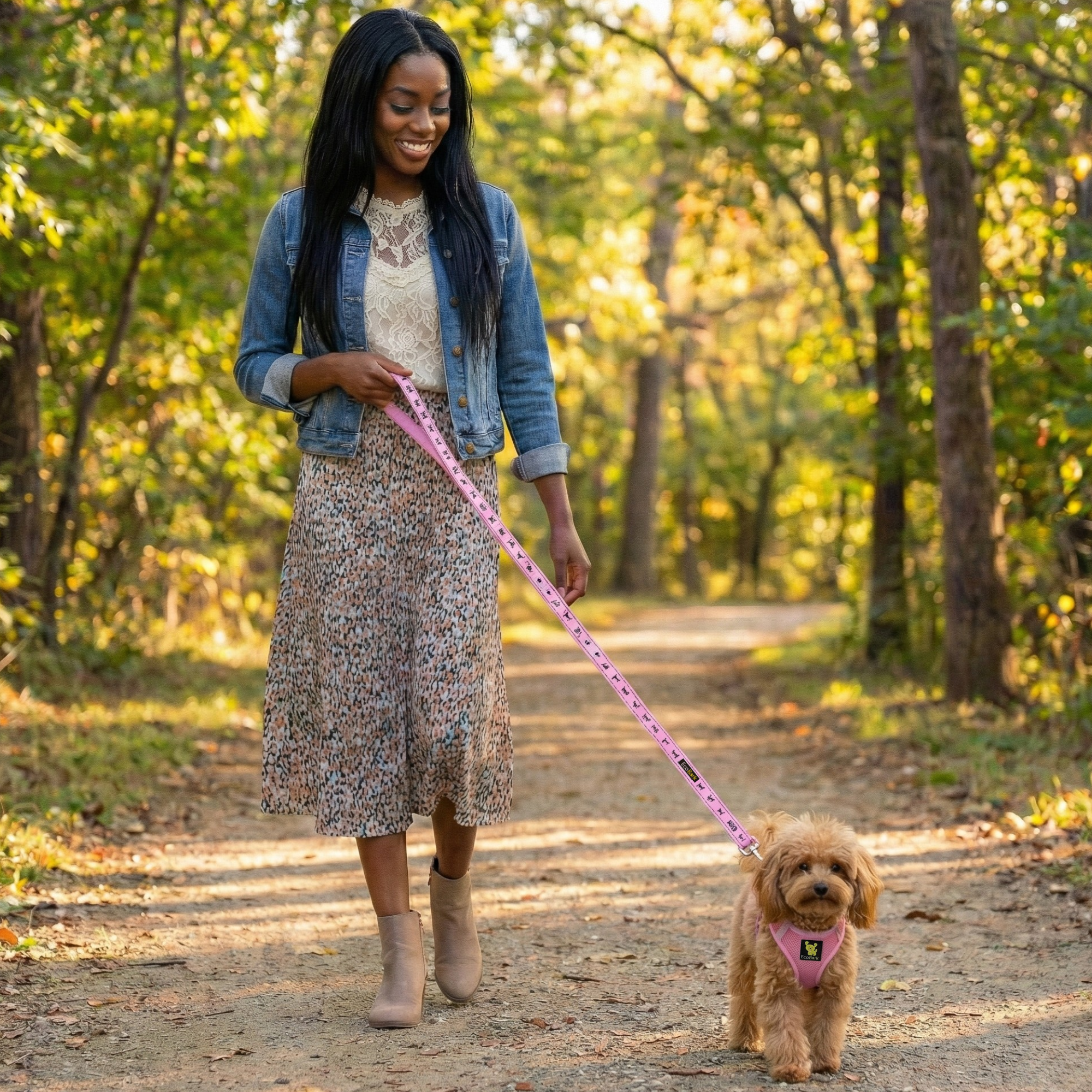 EcoBark Baby Pink Dog Leash - Comfort Grip Padded Leash- 4 ft, 5ft, and 6ft Leash