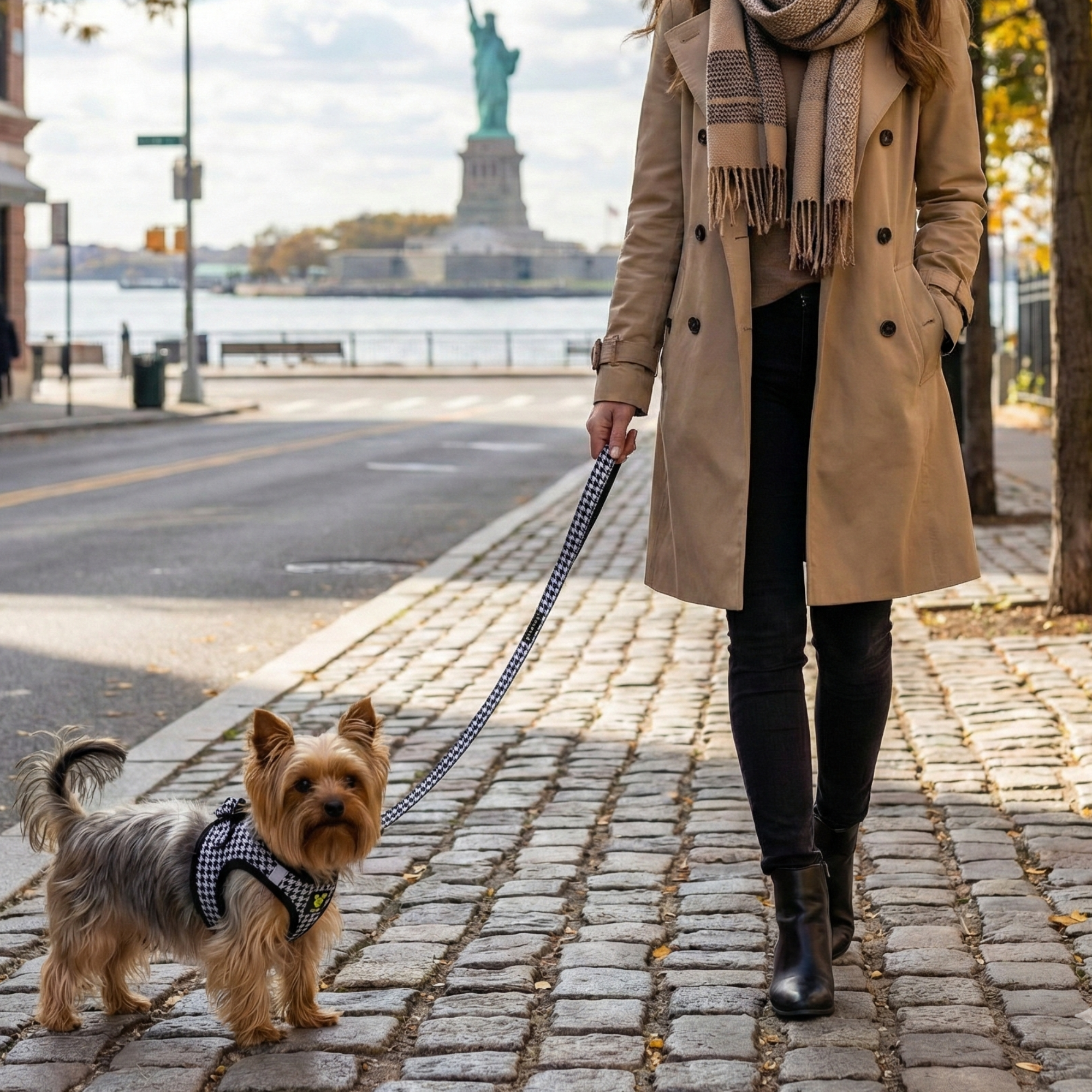 EcoBark Houndstooth Dog Leash- Padded Comfort Grip Leash - 4ft, 5ft, and 6ft Leash for Small and Medium Dogs